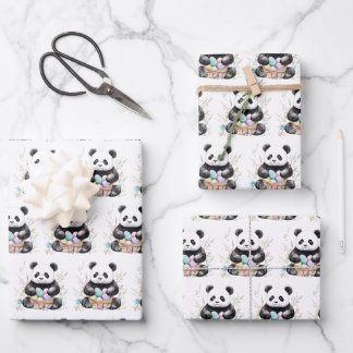 Hoja De Papel De Regalo Cute panda Semana Santa acuática floral