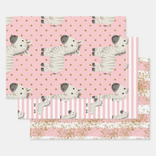 Hoja De Papel De Regalo Cute paquete de envoltorio de cebra