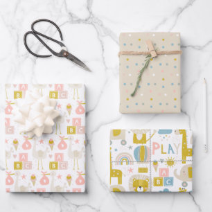 Hoja De Papel De Regalo Cute Pastel Bebé Niña Elefante Rosa Giraffe
