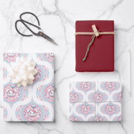 Hoja De Papel De Regalo Cute Pastel Kawaii Bunny Dot Mandala Retro Ogee