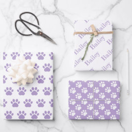 Hoja De Papel De Regalo Cute Paw Prints Custom Name Wrapping Paper Sheets