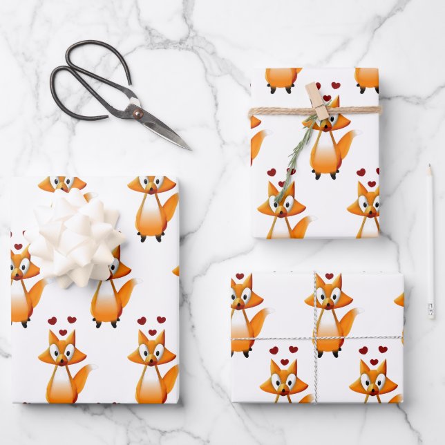Hoja De Papel De Regalo Cute Personalizado Fox Animal (Anverso)