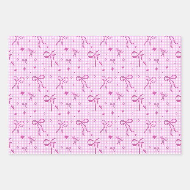 Hoja De Papel De Regalo Cute Pink Bow Wrapping Paper (Anverso)