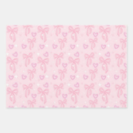 Hoja De Papel De Regalo Cute Pink Bow Wrapping Paper