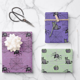 Hoja De Papel De Regalo Cute PInk Purple Cat Spider Wrapping Paper Set- 3