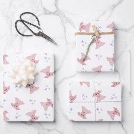 Hoja De Papel De Regalo Cute Pinos Rosa Barnyard Niños Cumpleaños