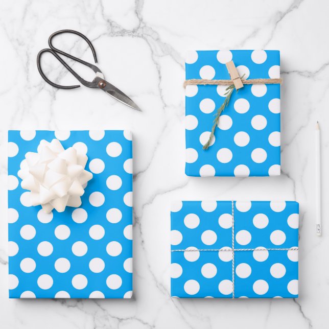 Hoja De Papel De Regalo Cute polka dot tiled pattern blue (Anverso)