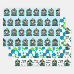Hoja De Papel De Regalo Cute Rana Personalizada Temática Cumpleaños