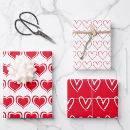 Hoja De Papel De Regalo Cute Red White Hearts Pattern Valentine