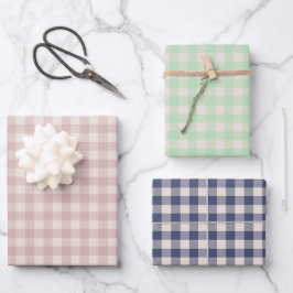 Hoja De Papel De Regalo Cute Rustic Pink Green Blue Gingham Plaid Pattern