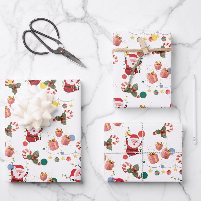 Hoja De Papel De Regalo Cute santa (Anverso)