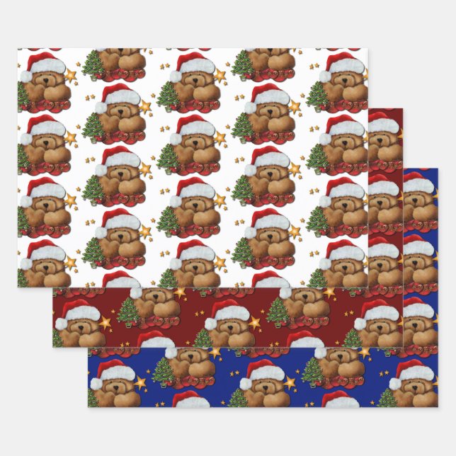 Hoja De Papel De Regalo Cute Santa Bear (Set)