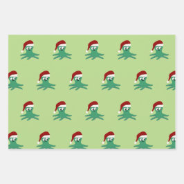 Hoja De Papel De Regalo Cute Santa Octopus