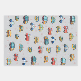 Hoja De Papel De Regalo Cute Service Vehicles