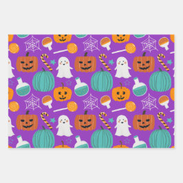 Hoja De Papel De Regalo Cute Spooky Fun Halloween Pattern para los niños