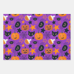 Hoja De Papel De Regalo Cute Spooky Scary Fun Patrón Halloween