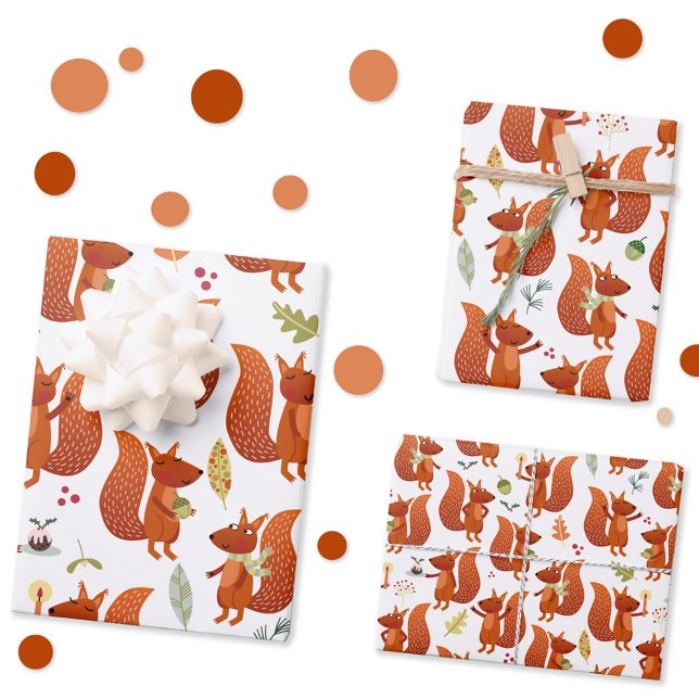 Hoja De Papel De Regalo Cute Squirrel (Fun Squirrel pattern gift wrapping paper sheets)