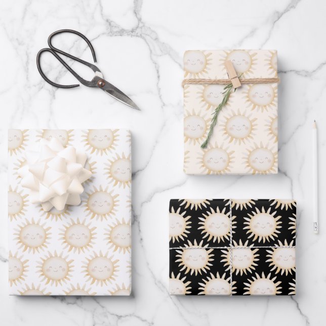 Hoja De Papel De Regalo Cute Sun background (Anverso)