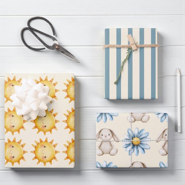 Hoja De Papel De Regalo Cute Sun Bunny Flower Pattern Gift Wrap (Subido por el creador)