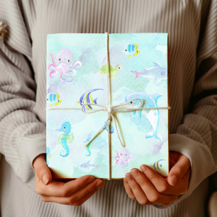 Hoja De Papel De Regalo Cute Under the Sea Watercolor Wrapping Paper Sheet
