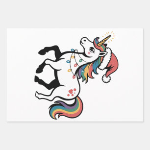 Hoja De Papel De Regalo Cute Unicorn Deer Reno Ciervo Luces Divertidas De 