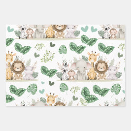 Hoja De Papel De Regalo Cute Watercolor Woodland Animals