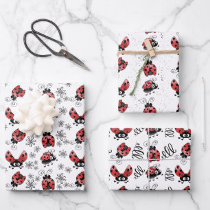 Hoja De Papel De Regalo Cute Whimsical Ladybugs