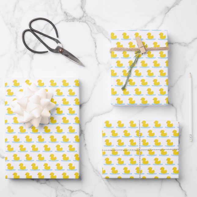 Hoja De Papel De Regalo Cute Yellow Duck Baby Shower (Anverso)