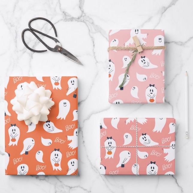 Hoja De Papel De Regalo Cutie Boo Halloween (Anverso)