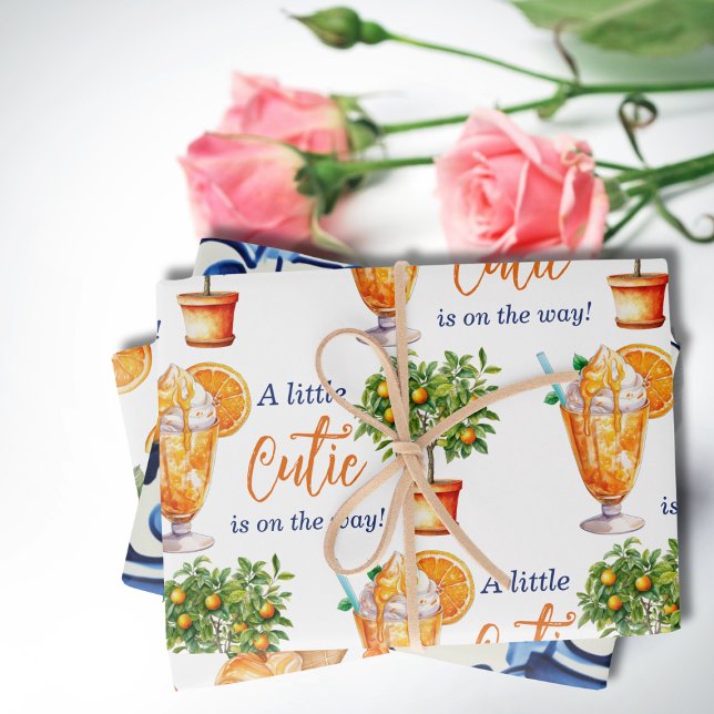 Hoja De Papel De Regalo Cutie Naranja Citrus Summer Ice Cream Baby Shower (Subido por el creador)
