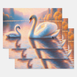 Hoja De Papel De Regalo Cygnet y Swan