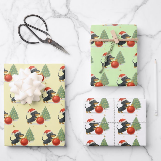 Hoja De Papel De Regalo Dachshund Christmas Wrapping Paper | Dog Lover  (Anverso)