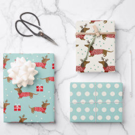 Hoja De Papel De Regalo Dachshund juguetón en suéteres Navidad 