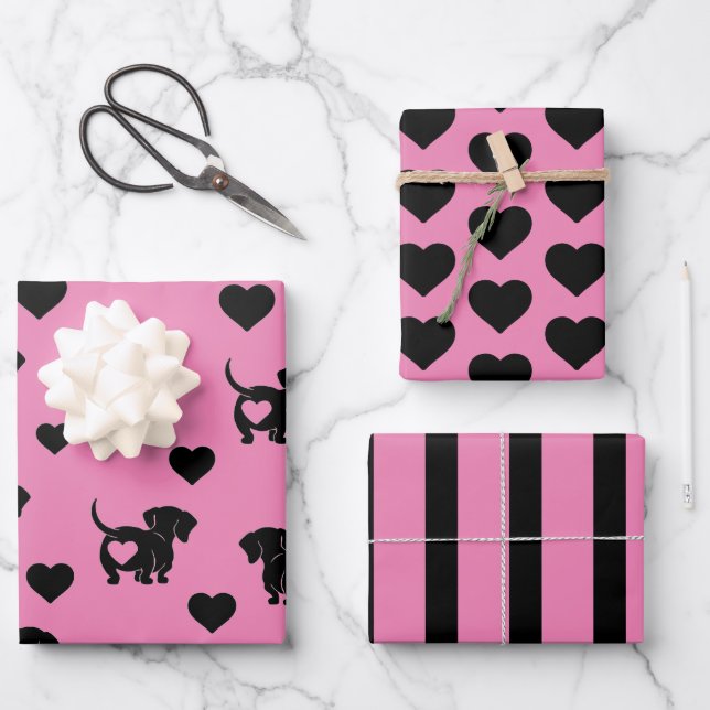 Hoja De Papel De Regalo Dachshund Love Wraping Paper Set (Anverso)
