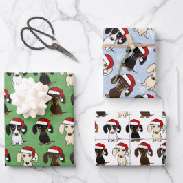 Hoja De Papel De Regalo Dachshund Santas Navidades de perros pequeños