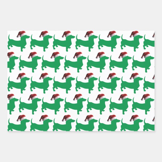 Hoja De Papel De Regalo Dachshund vistiendo un Gorra de Santa Claus (Anverso)