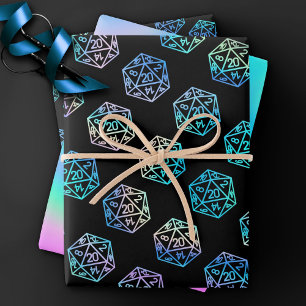 Hoja De Papel De Regalo Dados RPG   Holo Jugador de Rol de Mesa Clásico Pn