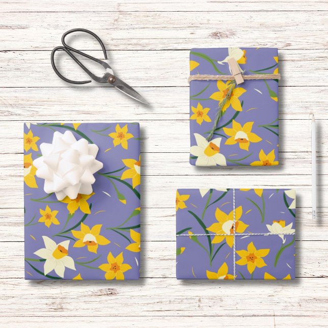 Hoja De Papel De Regalo Daffodils en azul morado (Subido por el creador)