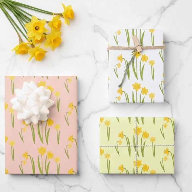 Hoja De Papel De Regalo Daffodils Primavera Pascua Patrón Floral Bulbos re (Daffodils Easter Spring Floral Pattern Bulbs Gift Wrapping Paper Sheets
)