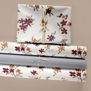 Hoja De Papel De Regalo Dainty Gold Maroon Floral Decoupage Gift