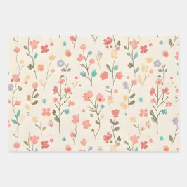 Hoja De Papel De Regalo Dainty Meadow Wildflower & Pastel Sprig
