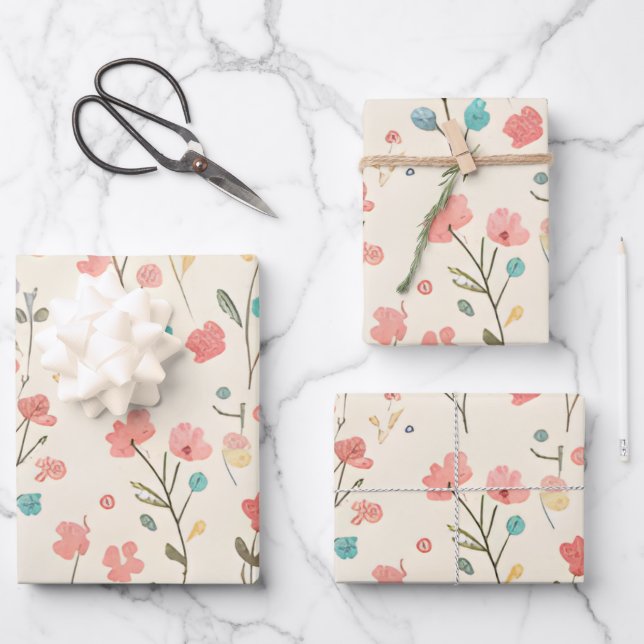 Hoja De Papel De Regalo Dainty Meadow Wildflower & Pastel Sprig (Anverso)