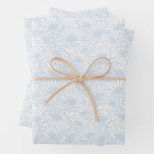 Hoja De Papel De Regalo Daisy Blooms - Azul Polvo