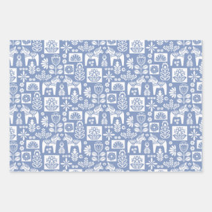 Hoja De Papel De Regalo Dala Horse Collage Periwinkle