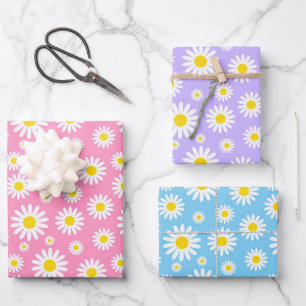 Hoja De Papel De Regalo Dalias de primavera mezcladas de azul, púrpura y r