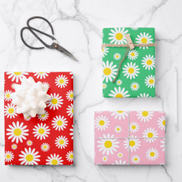Hoja De Papel De Regalo Dalias de Verano Mezcladas de Rojo, Verde y Rosa