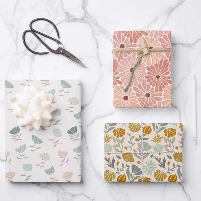 Hoja De Papel De Regalo Dalias pastel divertidas (Anverso)