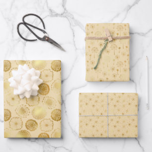 Hoja De Papel De Regalo Dandelions amarillo y oro