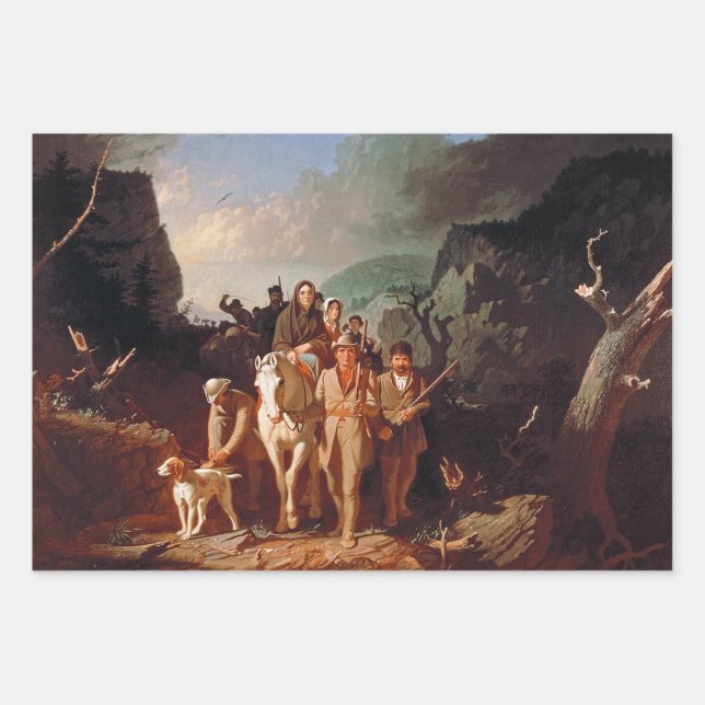 Hoja De Papel De Regalo Daniel Boone escoltando colonos (Anverso)