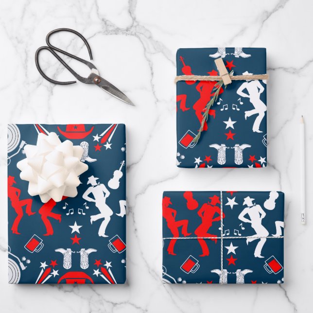 Hoja De Papel De Regalo Danza de la línea musical del país americano (Anverso)